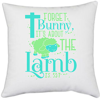                       UDNAG White Polyester 'forget' Pillow Cover [16 Inch X 16 Inch]                                              