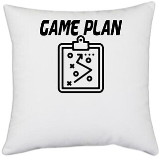                       UDNAG White Polyester 'Game | game plan' Pillow Cover [16 Inch X 16 Inch]                                              