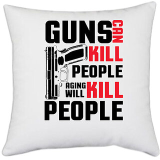                       UDNAG White Polyester '| Gans' Pillow Cover [16 Inch X 16 Inch]                                              