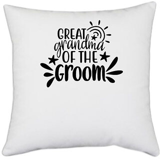                       UDNAG White Polyester 'Grand Mother | Great grandma' Pillow Cover [16 Inch X 16 Inch]                                              