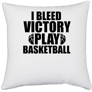                       UDNAG White Polyester 'Basketball | I bleed Vectory' Pillow Cover [16 Inch X 16 Inch]                                              