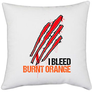                       UDNAG White Polyester 'Orange | I BLEED' Pillow Cover [16 Inch X 16 Inch]                                              