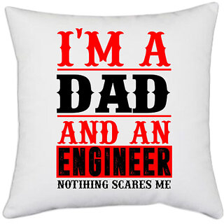                       UDNAG White Polyester 'Father | I'M ADAD and an' Pillow Cover [16 Inch X 16 Inch]                                              