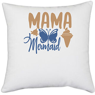                       UDNAG White Polyester 'Mother | Mama 2' Pillow Cover [16 Inch X 16 Inch]                                              