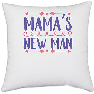                       UDNAG White Polyester 'Mother | MAMAS NEW MAN' Pillow Cover [16 Inch X 16 Inch]                                              