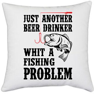                       UDNAG White Polyester 'Beer | JUST ANOTHER BEER DRINKER' Pillow Cover [16 Inch X 16 Inch]                                              
