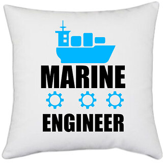                       UDNAG White Polyester 'Engineer | Marine Engineer' Pillow Cover [16 Inch X 16 Inch]                                              