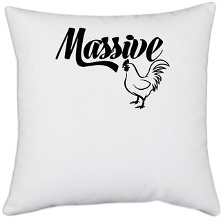                       UDNAG White Polyester 'Massive | massive' Pillow Cover [16 Inch X 16 Inch]                                              