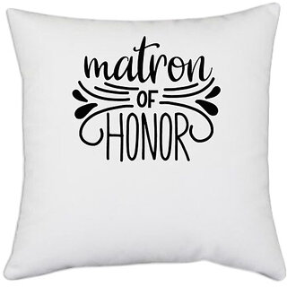                       UDNAG White Polyester 'Honour | Matron' Pillow Cover [16 Inch X 16 Inch]                                              