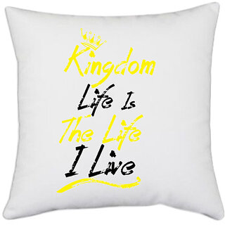                       UDNAG White Polyester 'Kingdom | Kingdom' Pillow Cover [16 Inch X 16 Inch]                                              