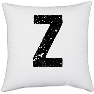                       UDNAG White Polyester 'Alphabet | Z' Pillow Cover [16 Inch X 16 Inch]                                              