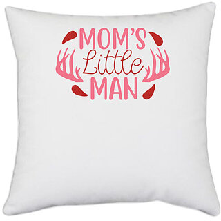                       UDNAG White Polyester 'Mother | MOMS LITTLE MAN' Pillow Cover [16 Inch X 16 Inch]                                              