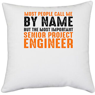                       UDNAG White Polyester 'engineer | MOST PEOPLE CALL ME' Pillow Cover [16 Inch X 16 Inch]                                              
