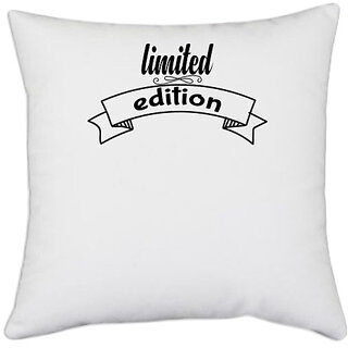                       UDNAG White Polyester '| limited edition' Pillow Cover [16 Inch X 16 Inch]                                              