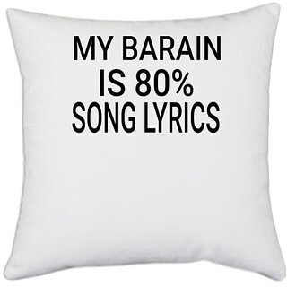                       UDNAG White Polyester 'Music | MY BARAIN' Pillow Cover [16 Inch X 16 Inch]                                              