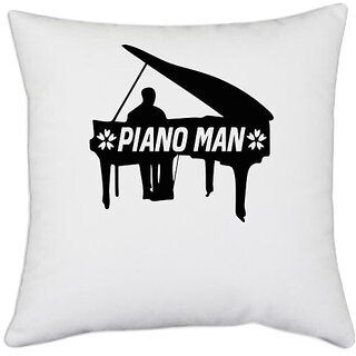                       UDNAG White Polyester 'Piano | piano man' Pillow Cover [16 Inch X 16 Inch]                                              