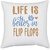 UDNAG White Polyester 'Flip Flops | Life is better' Pillow Cover [16 Inch X 16 Inch]