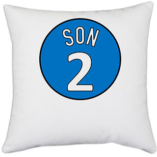                       UDNAG White Polyester 'Son | 2 Son' Pillow Cover [16 Inch X 16 Inch]                                              
