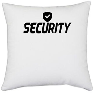                       UDNAG White Polyester '| security' Pillow Cover [16 Inch X 16 Inch]                                              