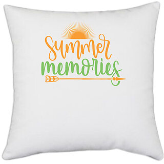 UDNAG White Polyester 'Summer | summer memories' Pillow Cover [16 Inch X 16 Inch]