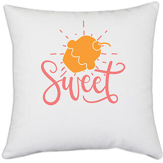                       UDNAG White Polyester 'Summer | sweet' Pillow Cover [16 Inch X 16 Inch]                                              