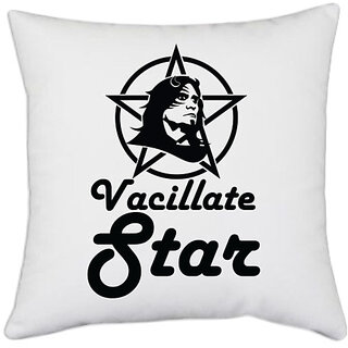                       UDNAG White Polyester '| Vacillate Star' Pillow Cover [16 Inch X 16 Inch]                                              