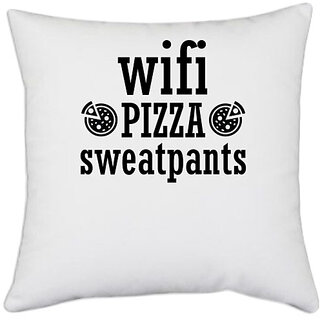                      UDNAG White Polyester 'Pizza, wifi | wifi pizza' Pillow Cover [16 Inch X 16 Inch]                                              