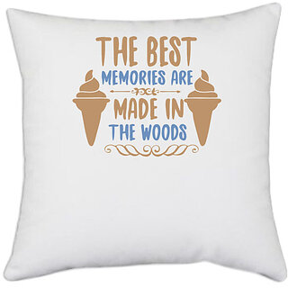                       UDNAG White Polyester 'Adventure | The best memories are made' Pillow Cover [16 Inch X 16 Inch]                                              