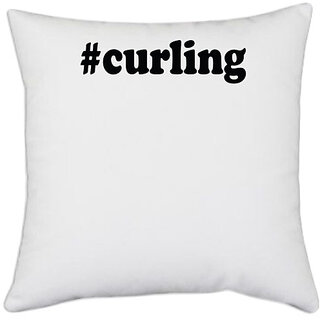                       UDNAG White Polyester '| curling' Pillow Cover [16 Inch X 16 Inch]                                              