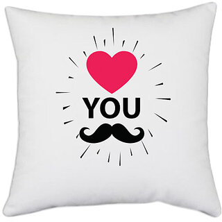                       UDNAG White Polyester '| You love design' Pillow Cover [16 Inch X 16 Inch]                                              
