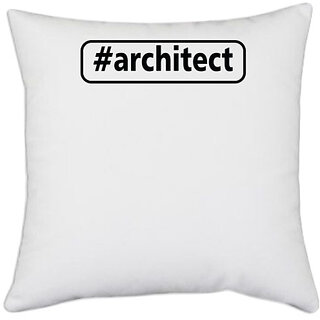                       UDNAG White Polyester 'Architect | architect' Pillow Cover [16 Inch X 16 Inch]                                              
