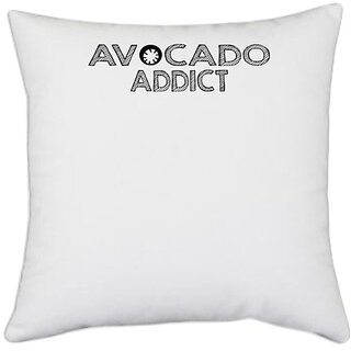                       UDNAG White Polyester 'Avocado | avocado addict' Pillow Cover [16 Inch X 16 Inch]                                              