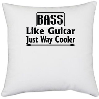                       UDNAG White Polyester 'Guitar | bass like guiter' Pillow Cover [16 Inch X 16 Inch]                                              