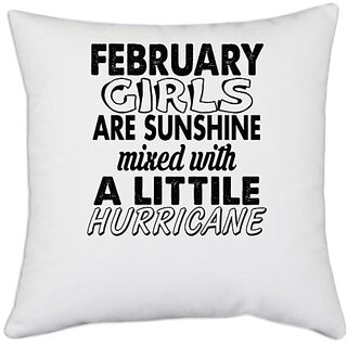                       UDNAG White Polyester 'Girls | february girls' Pillow Cover [16 Inch X 16 Inch]                                              
