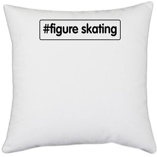                       UDNAG White Polyester 'Skating | figure skating 2' Pillow Cover [16 Inch X 16 Inch]                                              