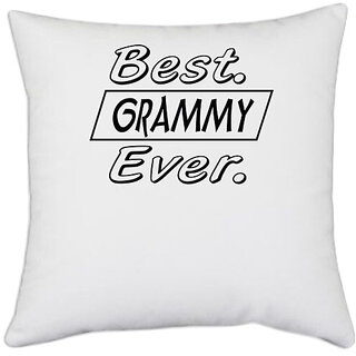                       UDNAG White Polyester 'Grammy | best grammy ever' Pillow Cover [16 Inch X 16 Inch]                                              