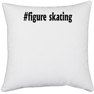                       UDNAG White Polyester 'Skating | figure skating' Pillow Cover [16 Inch X 16 Inch]                                              