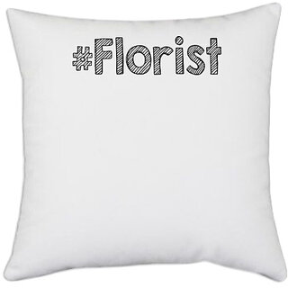                       UDNAG White Polyester '| florist' Pillow Cover [16 Inch X 16 Inch]                                              