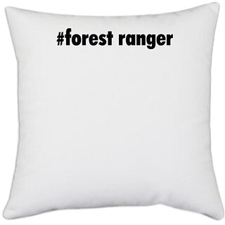                      UDNAG White Polyester '| forest ranger' Pillow Cover [16 Inch X 16 Inch]                                              