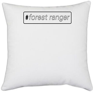                       UDNAG White Polyester '| forest ranger-a' Pillow Cover [16 Inch X 16 Inch]                                              