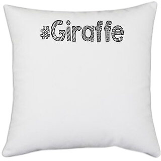                      UDNAG White Polyester '| giraffe' Pillow Cover [16 Inch X 16 Inch]                                              