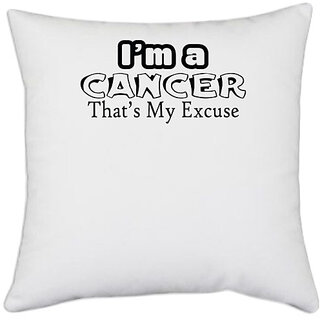                       UDNAG White Polyester 'Cancer | i am a cancer' Pillow Cover [16 Inch X 16 Inch]                                              