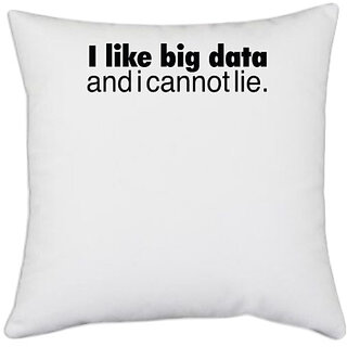                       UDNAG White Polyester '| i like big data and i cannot lie' Pillow Cover [16 Inch X 16 Inch]                                              