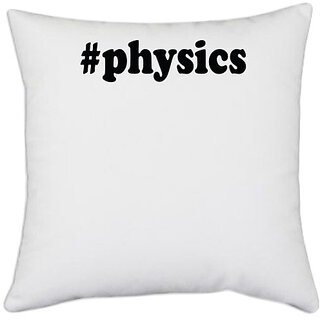                       UDNAG White Polyester '| physics' Pillow Cover [16 Inch X 16 Inch]                                              