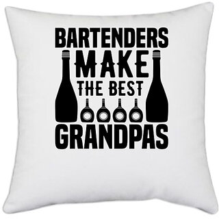                       UDNAG White Polyester 'Bartender | Bartenders make The best' Pillow Cover [16 Inch X 16 Inch]                                              
