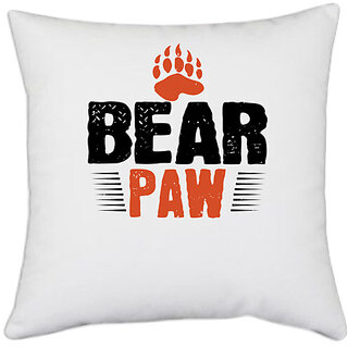                       UDNAG White Polyester 'Paw | Bear paw' Pillow Cover [16 Inch X 16 Inch]                                              