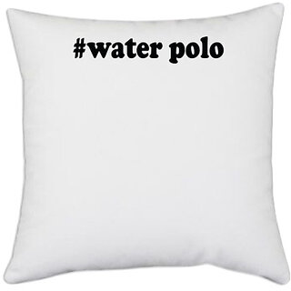                       UDNAG White Polyester 'Polo | water polo' Pillow Cover [16 Inch X 16 Inch]                                              