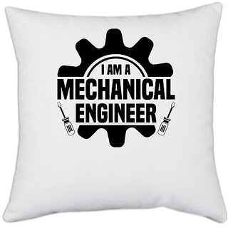                       UDNAG White Polyester 'Mechanical Engineer | I am a mechanical' Pillow Cover [16 Inch X 16 Inch]                                              