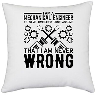                       UDNAG White Polyester 'Mechanical Engineer | I Am A 2' Pillow Cover [16 Inch X 16 Inch]                                              