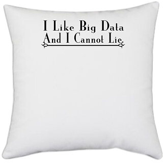                       UDNAG White Polyester 'Big Data | i cannot big data' Pillow Cover [16 Inch X 16 Inch]                                              